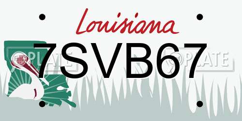 7SVB67 Louisiana License Plate