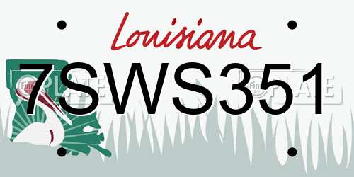 7SWS351 Louisiana License Plate