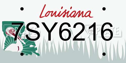 7SY6216 Louisiana License Plate