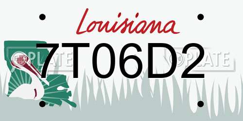 7T06D2 Louisiana License Plate