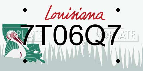7T06Q7 Louisiana License Plate