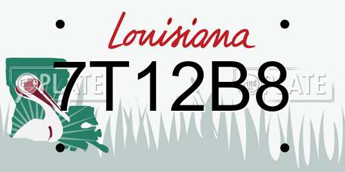 7T12B8 Louisiana License Plate