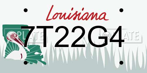7T22G4 Louisiana License Plate