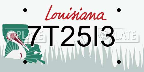 7T25I3 Louisiana License Plate