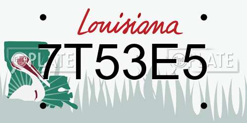 7T53E5 Louisiana License Plate