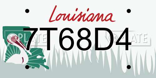 7T68D4 Louisiana License Plate