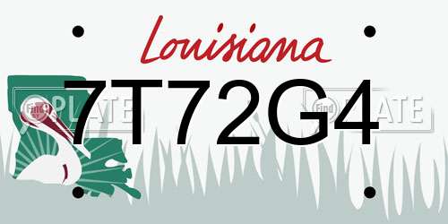 7T72G4 Louisiana License Plate
