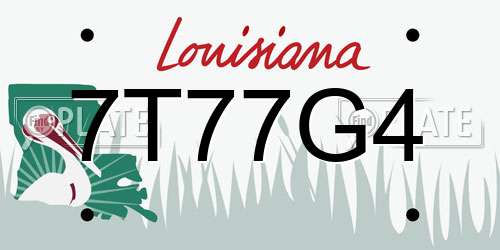 7T77G4 Louisiana License Plate