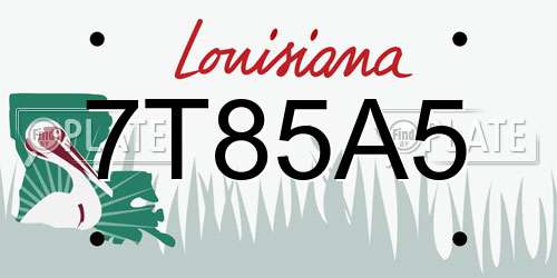 7T85A5 Louisiana License Plate