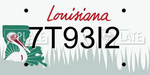 7T93I2 Louisiana License Plate