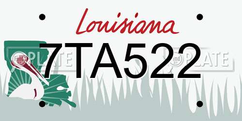 7TA522 Louisiana License Plate