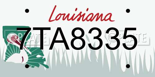 7TA8335 Louisiana License Plate