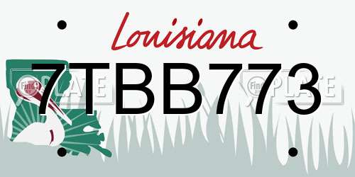 7TBB773 Louisiana License Plate
