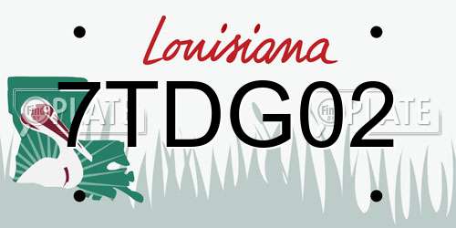 7TDG02 Louisiana License Plate