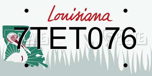 7TET076 Louisiana License Plate