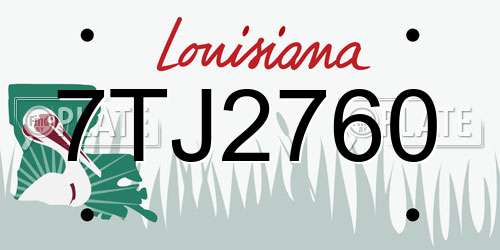 7TJ2760 Louisiana License Plate
