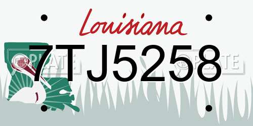 7TJ5258 Louisiana License Plate