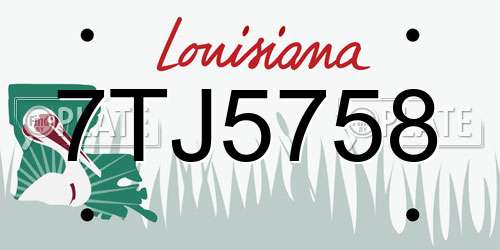7TJ5758 Louisiana License Plate