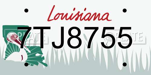 7TJ8755 Louisiana License Plate