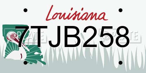 7TJB258 Louisiana License Plate