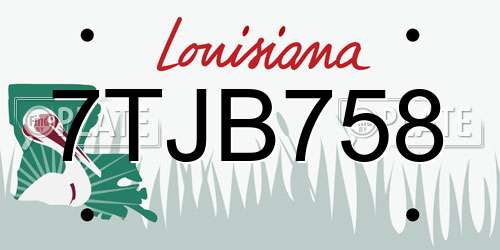 7TJB758 Louisiana License Plate