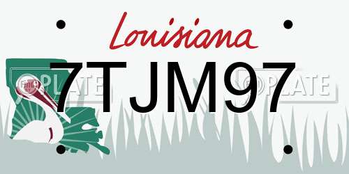 7TJM97 Louisiana License Plate