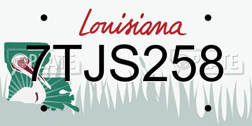 7TJS258 Louisiana License Plate