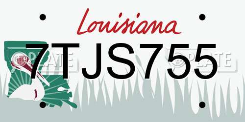 7TJS755 Louisiana License Plate