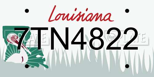 7TN4822 Louisiana License Plate
