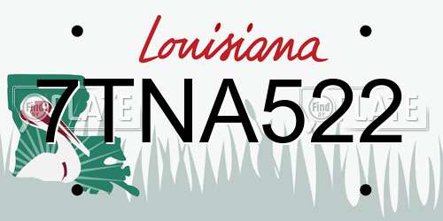 7TNA522 Louisiana License Plate