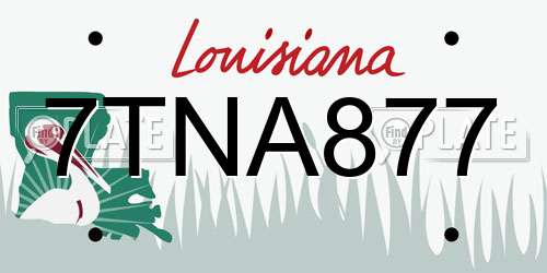 7TNA877 Louisiana License Plate