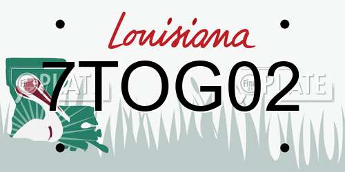 7TOG02 Louisiana License Plate