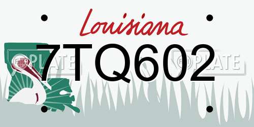 7TQ602 Louisiana License Plate