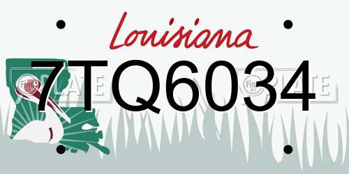 7TQ6034 Louisiana License Plate