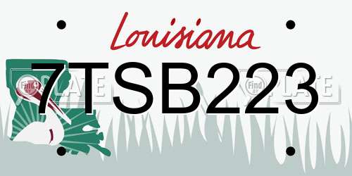 7TSB223 Louisiana License Plate