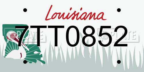 7TT0852 Louisiana License Plate