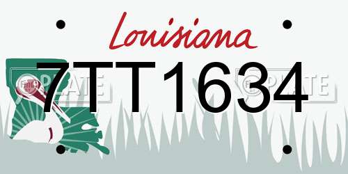 7TT1634 Louisiana License Plate