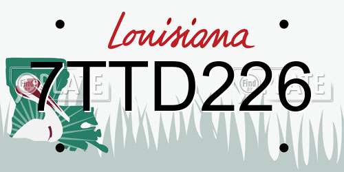 7TTD226 Louisiana License Plate