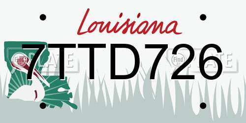 7TTD726 Louisiana License Plate