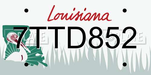 7TTD852 Louisiana License Plate