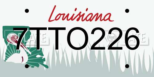7TTO226 Louisiana License Plate