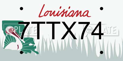 7TTX74 Louisiana License Plate
