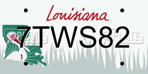 7TWS82 Louisiana License Plate