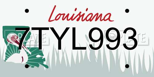 7TYL993 Louisiana License Plate