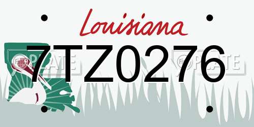 7TZ0276 Louisiana License Plate