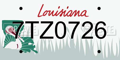 7TZ0726 Louisiana License Plate