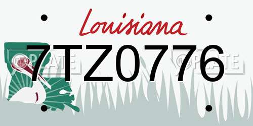 7TZ0776 Louisiana License Plate