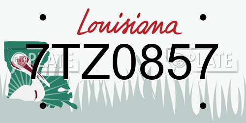7TZ0857 Louisiana License Plate