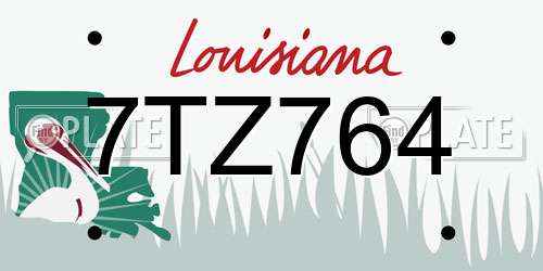 7TZ764 Louisiana License Plate