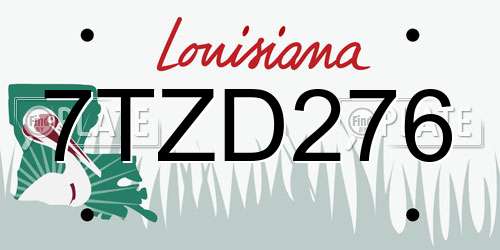 7TZD276 Louisiana License Plate